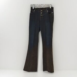 Bongo Flirty Bootcut Jeans Women 9 Blue Brown‎ Metallic Original Comfort Cowgirl